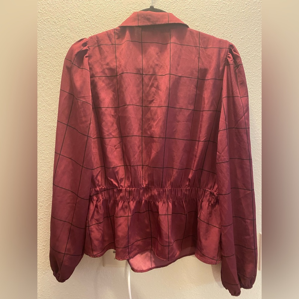 Sweet Rain Maroon Plaid Top Size Large - Picture 3 of 7